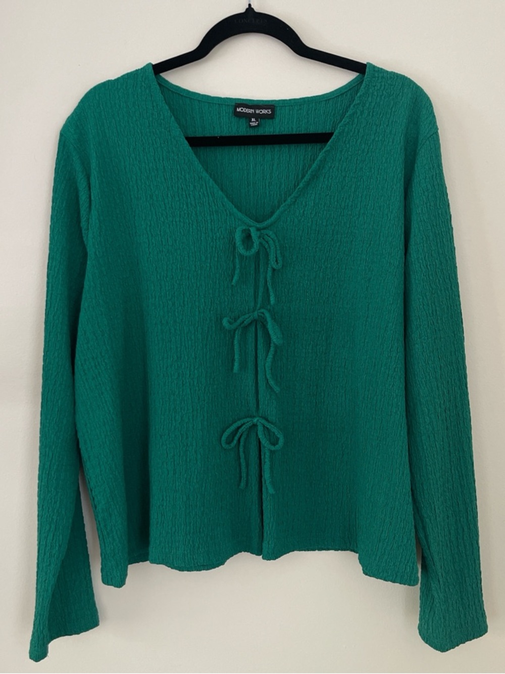 Modern Works Green Bow-Front Textured Top
